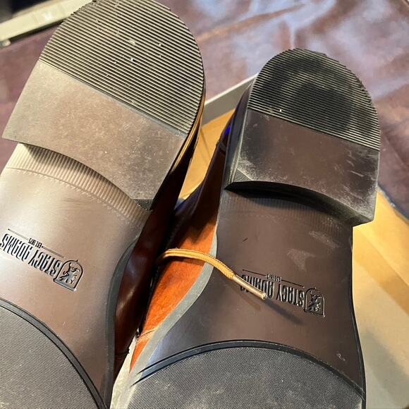 New Stacy Adams Square Toe Lace Up Dress Shoe Men's 10.5 M‎ Cognac Brown - Picture 13 of 15